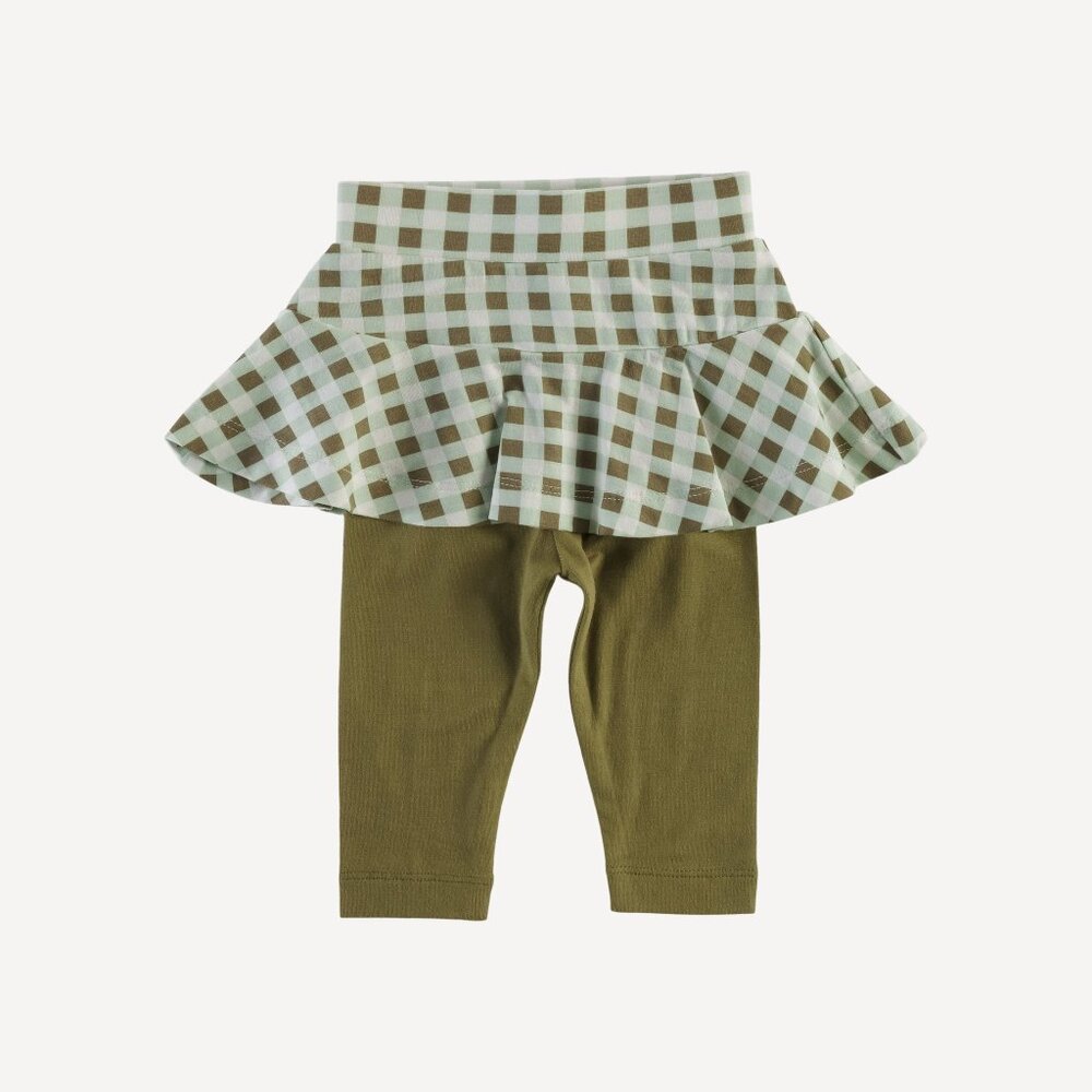 NWT Kate Quinn Green Gingham Skirted Legging Bamboo 7Y Modal